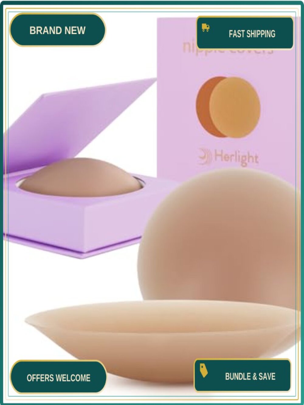Reusable Silicone Nipple Covers, No-Show, Invisible, Seamless, Includes Travel